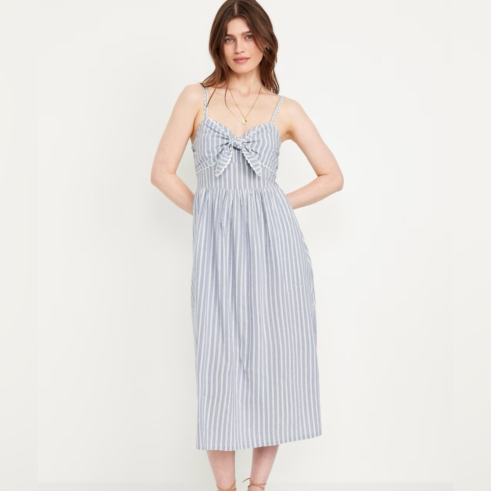 Old Navy Striped Bow-Front Midi Dress